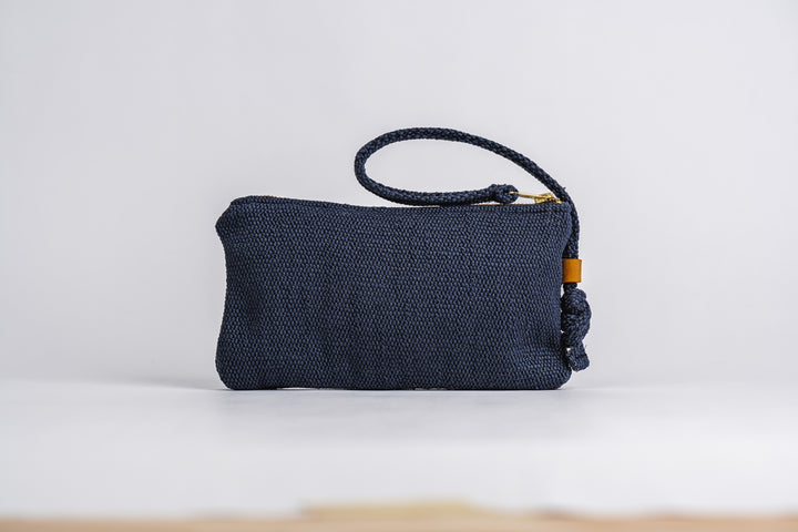 Navy Tweed Wrist Pouch