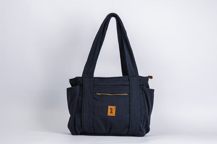 Navy Tweed Travel Tote