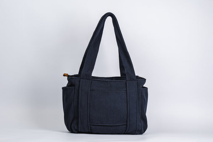 Navy Tweed Travel Tote