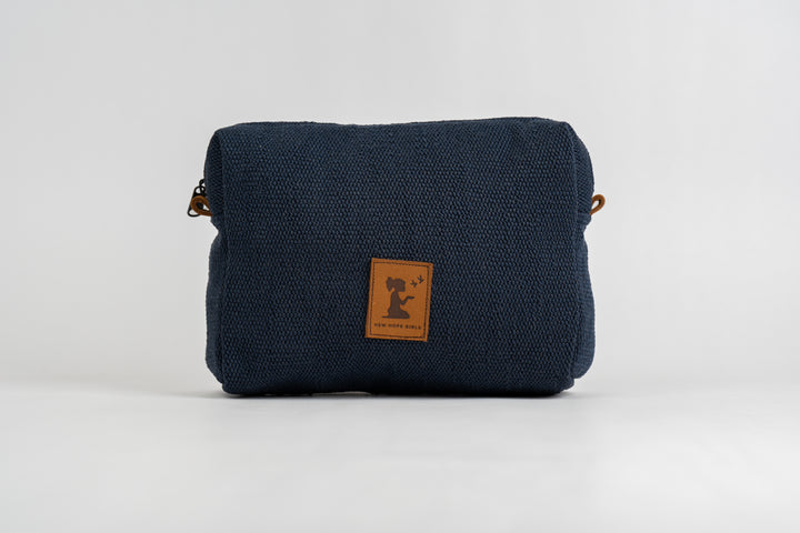 Navy Tweed Cosmetic Pouch