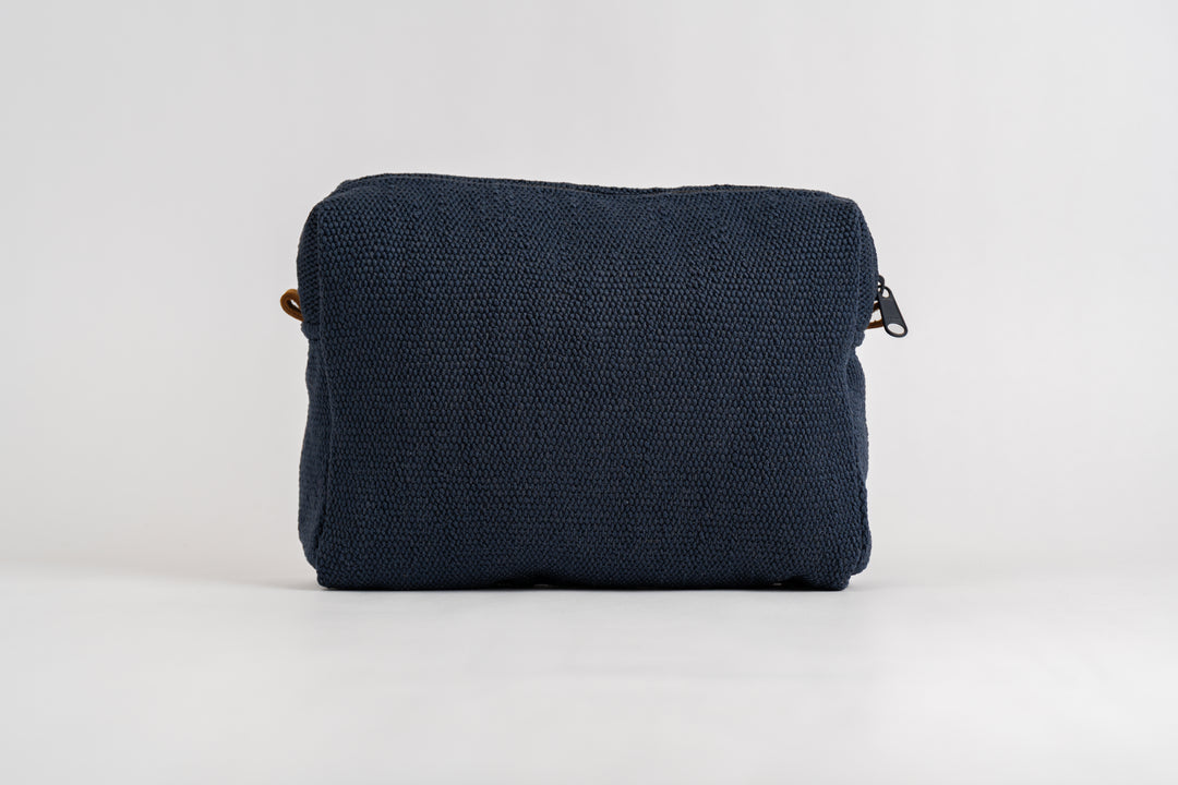 Navy Tweed Cosmetic Pouch