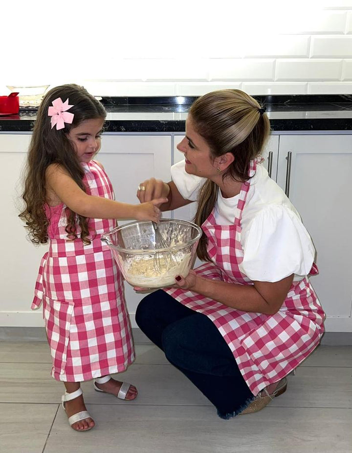 Pink Check Apron - Child Sized